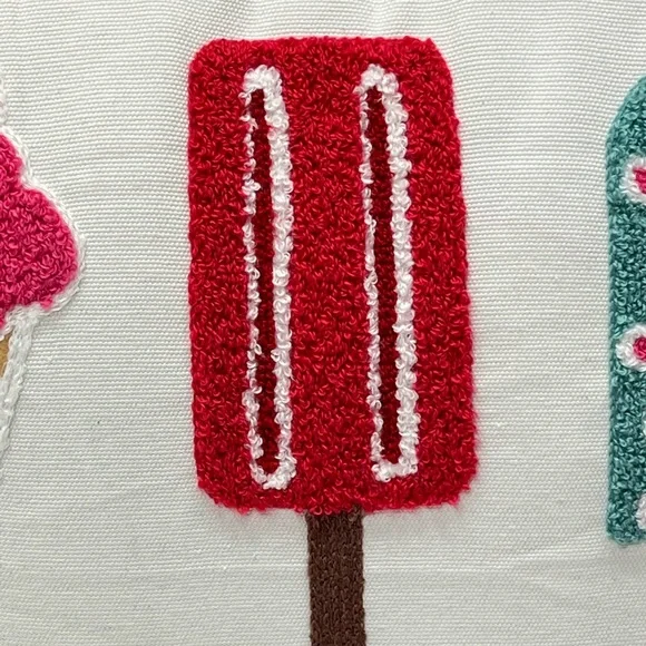 White Square Throw Pillows Set Summer Multicolor Ice Cream Cones Print Outdoors - Picture 11 of 17